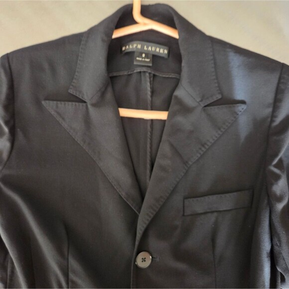 Ralph Lauren Black Label Black Crepe Wool Blend BlazerJacket Size 8 - Picture 3 of 15